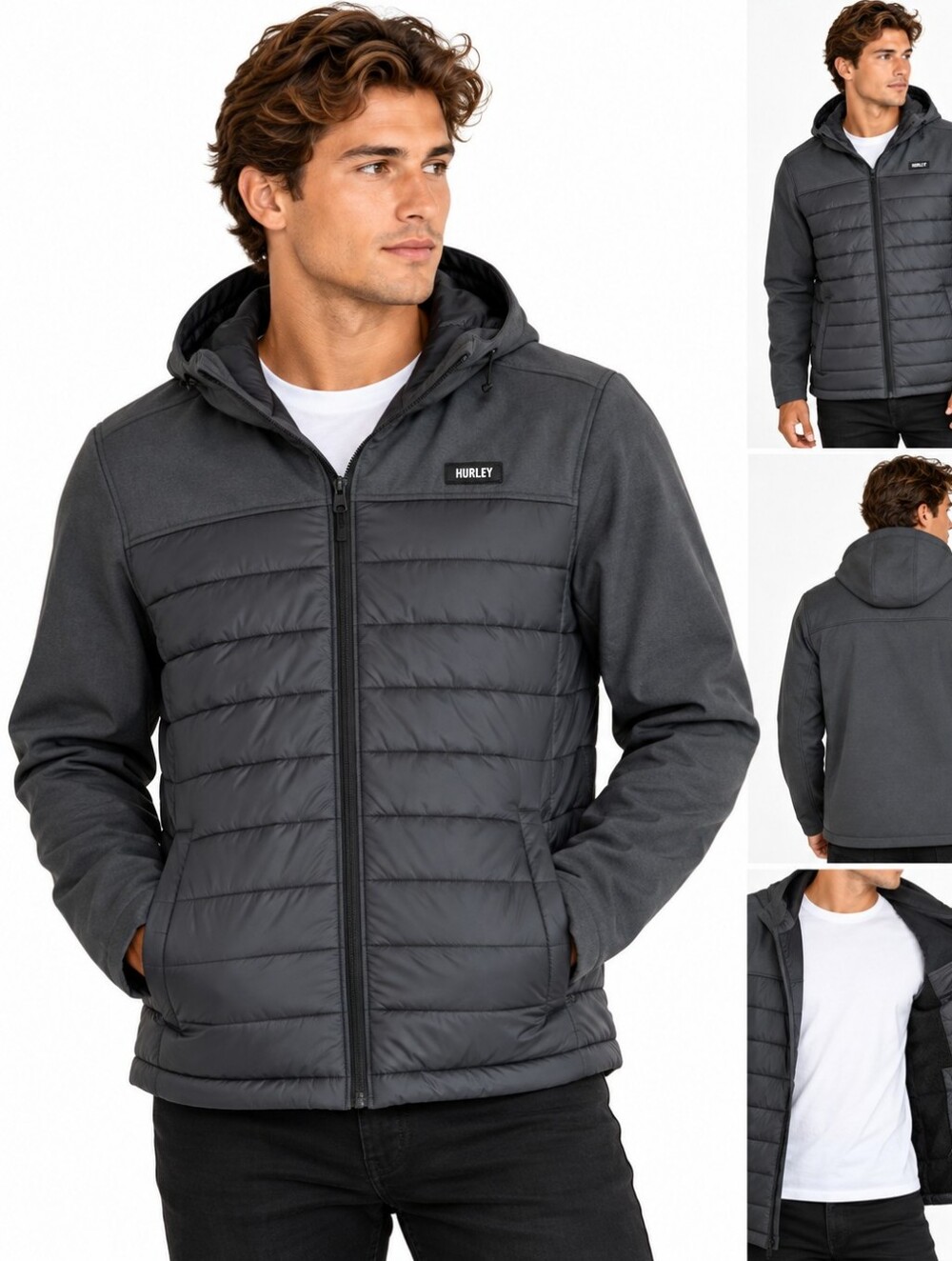 Hurley ThermalWall Hybrid Puffer Hooded Jacket Men’s Small NWT